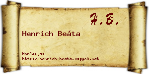 Henrich Beáta névjegykártya